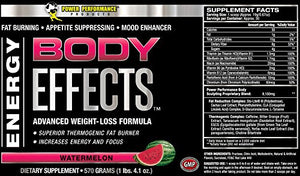 Power Performance Products Body Effects Pre Workout Supplement, Watermelon, 570 grams (1lbs. 4.1 oz)