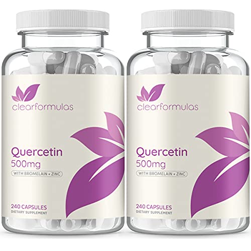 Clear Formulas Quercetin 500mg (2 Pack) with Bromelain and Zinc Supplement - 240 Capsules - Quercetin Dihydrate to Support Immune Health and Cardiovascular