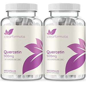 Clear Formulas Quercetin 500mg (2 Pack) with Bromelain and Zinc Supplement - 240 Capsules - Quercetin Dihydrate to Support Immune Health and Cardiovascular