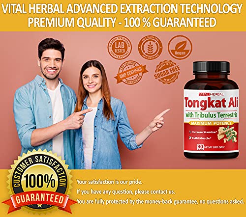 Ultra Tongkat Ali Extract Capsules Equivalent to 5150mg - Maximum Strength with Ashwagandha Tribulus Terrestris Ginseng Horny Goat Weed for Men Women- Increase Energy Build Muscle - 90 Days Supply