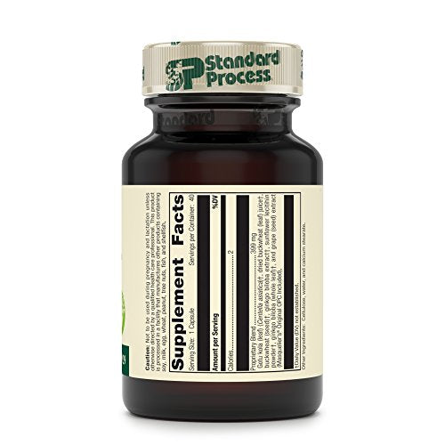 Standard Process Ginkgo Synergy - Whole Food Mental Clarity, Brain Health Supplement, Brain Support and Blood Flow with Grapeseed Extract, Buckwheat, Gotu Kola, Ginkgo Biloba - 40 Capsules