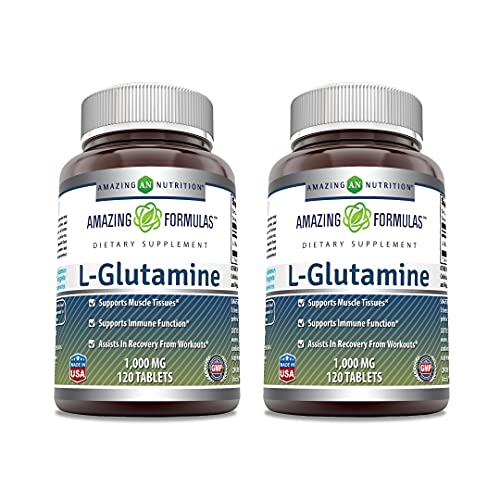 Amazing Formulas L Glutamine 1000mg Tablets (Non-GMO,Gluten Free) - Promotes Workout Recovery, Supports The Immune System & Muscle Maintenance (120 Count (Pack of 2))