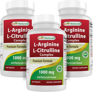 Best Naturals L-Arginine L-Citrulline Complex 1000 mg 250 Tablets (250 Count (Pack of 3))