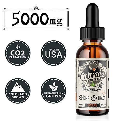 Hemp Oil for Pain & Anxiety Relief -5000mg of Pure Extract -Best Premium Organic -Colorado Grown -100% Natural Sleep Aid -High in Omega 3-6-9- Helps Brain Skin & Hair Zero THC CBD Cannabidiol