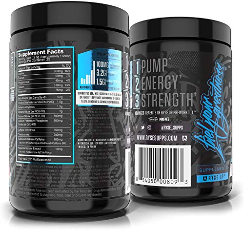 Ryse Blackout Pre-Workout | Ryse Up Supplements | Fuel Your Greatness™ | Energy, Endurance, Focus, Next Level Pump, Beta Alanine & NO3-T® Betaine Nitrate, 25 Servings (Mango Extreme)