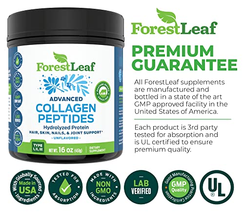 Advanced Hydrolyzed Collagen Peptides - Unflavored Protein Powder - Mixes Into Drinks and Food - Pasture Raised, Grass Fed - for Paleo and Keto; Joints and Bones - 41 Servings Collegen