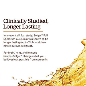 Solgar Full Spectrum Curcumin Liquid Extract Softgels - 90 Count - Faster Absorption - Brain, Joint & Immune Health - Non-GMO, Gluten-Free, Dairy-Free, Soy-Free - 90 Servings