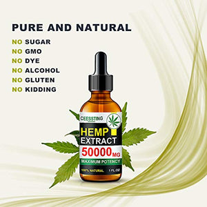Envisha Hemp Oil - 50000mg of Organic Hemp Seed Extract - Rich in Vitamin & amp; Omega - 100% Natural Hemp Drops - Help Sleep