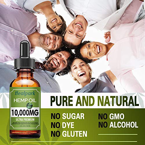 (2 Pack 10000mg) Hemp Oil - Natural Organic Hemp Seed Extract Hemp Drops Rich in Vitamin & Omega 3 6 9, Zero THC CBD Cannabidiol