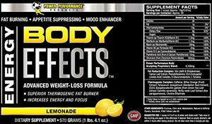 Power Performance Products, Body Effects, Pre Workout Supplement - 570 Grams (Lemonade)