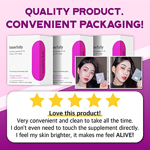 Weeklylab Innerfully- Daily Collagen Peptides Packs for Men & Women, Convenient on-The-go Weekly Packets, Low Molecular Weight Collagen, Bioactive Collagen Peptides for Skin