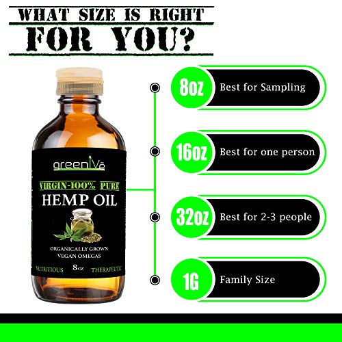 GreenIVe - Hemp Oil - Vegan Omegas - Cold Pressed - Exclusively on Amazon (8oz)