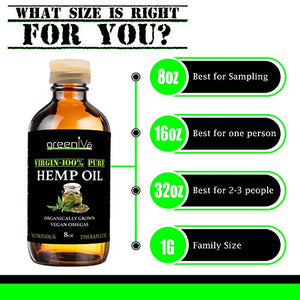 GreenIVe - Hemp Oil - Vegan Omegas - Cold Pressed - Exclusively on Amazon (32oz)