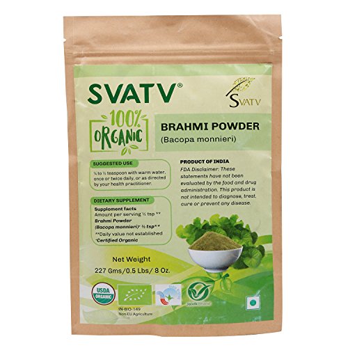 SVATV Organic Brahmi Powder II Bacopa Monnieri II USDA Certified II 227g, 0.5lb , 8oz