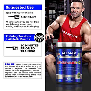 ALLMAX Nutrition Arginine, L - Arginine Powder for Men and Women, Provides Cardiovascular Support & Muscle Growth, Helps Improve Synthesis of Nitric Oxide & Blood Flow, 400 grams