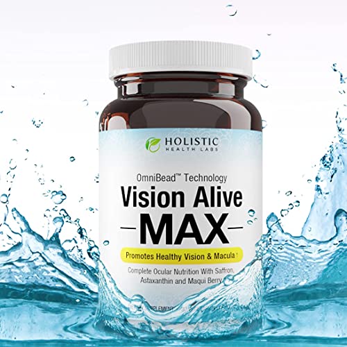 Vision Alive Max with 8 Natural Ingredients Lutemax® 2020, Bilberries, Blueberries, c3g from Black Currant, Maqui Berry, Saffron, and Astaxanthin
