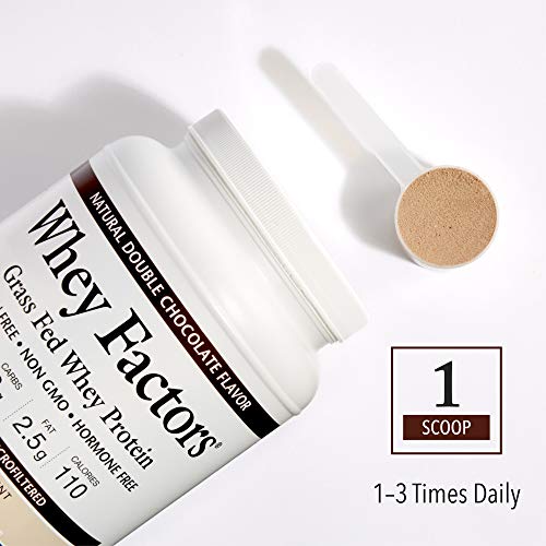 Whey Factors by Natural Factors, Grass Fed Whey Protein Concentrate, Aids Muscle Development and Immune Health, Double Chocolate, 2 lb