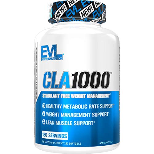 Evlution Nutrition CLA 1000, Conjugated Linoleic Acid, Weight Loss Supplement, Metabolism Support, Stimulant-Free (180 Servings)