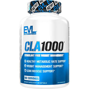 Evlution Nutrition CLA 1000, Conjugated Linoleic Acid, Weight Loss Supplement, Metabolism Support, Stimulant-Free (180 Servings)