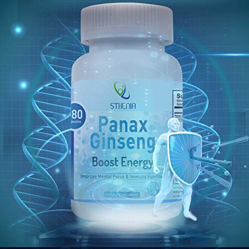 Sthenia Panax Ginseng 600 mg - 180 Capsules, Strength Root Extract Powder 10% Ginsenosides for Energy, Performance & Focus Pills for Men & Women