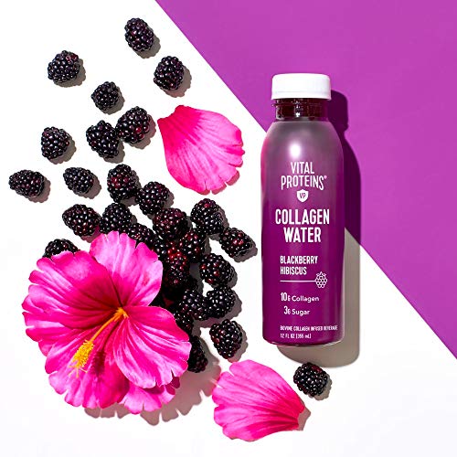 Vital Proteins Collagen Water™, 10g of Collagen per Bottle, Made with Real Fruit Juice, Dairy & Gluten Free - BlackBerry Hibiscus, 12 Pack