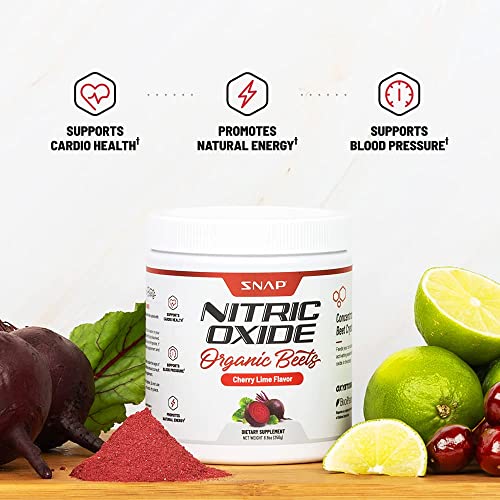 Beet Root Powder Organic - Nitric Oxide Beets by Snap Supplements - Supports Blood Pressure and Circulation Superfood, Muscle & Heart Health, Increase Stamina & Energy, 250g (Cherry Lime)