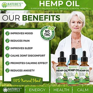 Organic Hemp Oil Extract Drops 2000mg - Ultra Premium Pain Relief Anti-Inflammatory, Stress & Anxiety Relief, Joint Support, Sleep Aid, Omega Fatty Acids 3 6 9, Non-GMO Ultra-Pure CO2 Extracted