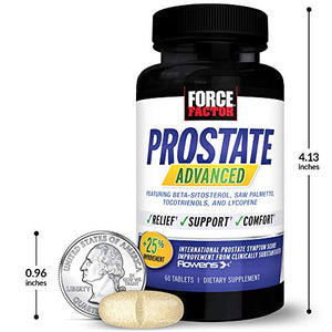 Force Factor Prostate Advanced, Health Supplement for Men for Reducing Nighttime Bathroom Trips, Bladder & Urinary Relief, with Saw Palmetto, Beta-Sitosterol, 120 Tablets (2-Pack)