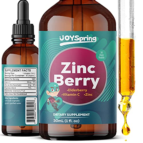 ZincBerry Immune Support for Kids - Elderberry with Zinc and Vitamin C for Kids & Toddler Vitamins - Liquid Kids Zinc Supplements - Organic Zinc for Kids & Elderberry Kids Vitamins Immune Support 1oz