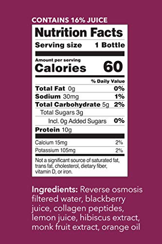 Vital Proteins Collagen Water™, 10g of Collagen per Bottle & Made with Real Fruit Juice, Dairy & Gluten Free - BlackBerry Hibiscus, 4 Pack