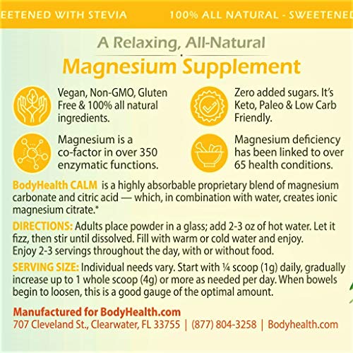 BodyHealth Calm (Tangerine 12oz), Relaxation Supplement That Helps Restore Healthy Magnesium Levels, Provides Calcium-Magnesium Balance, and Supports The Body’s Natural Response to Stress