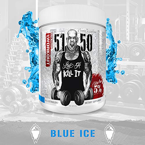 Rich Piana 5% Nutrition 5150 High Stim Pre-Workout Powder | Extreme Energy, Focus, Pumps & Endurance | 400 mg Caffeine, Citrulline, Beta Alanine, Tyrosine | 14.07 oz, 30 Srvgs (Blue Ice)