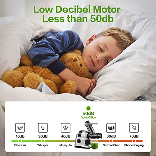 Slow Juicer, AMZCHEF 5-in-1 Multifunctional Slicer shredder, Cold Press Juicer Professional Masticating Juicer, Juice Extractor with Quiet Motor,Juicer Machines with Meat Grind and Ice Cream