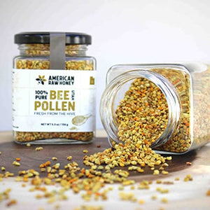 American Raw Honey 100% Pure Bee Pollen - Fresh From the Hive - Organic Bee Pollen, Natural Superfood, Packed with Enzymes, Minerals, Vitamin B - Gluten Free, Strengthens Immunity (5.5 oz. / 156g)