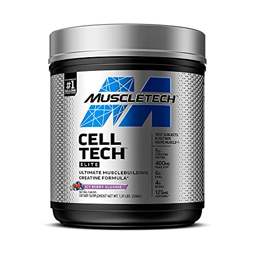 Creatine Powder | MuscleTech Cell-Tech Elite Creatine Powder | Post Workout Recovery Drink | Muscle Builder for Men & Women | Creatine HCl Supplement | ICY Berry Slushie (20 Servings)