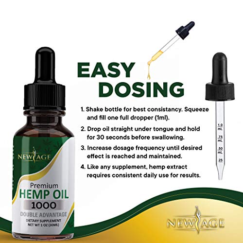 Hemp Oil Extract - 4 Pack - 1000 Natural Hemp - Grown & Made in USA - Natural Hemp Drops - Helps with Sleep, Skin & Hair.