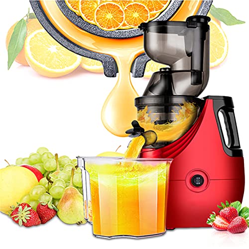 HIZQ Slow Juicer Masticating Juicer Machine, Slow Chewing Juicer, 3-Inch Wide-Groove Cold-Squeezed Juicer for Fruits And Vegetables, High-Yield Vertical Juicer,Red,B