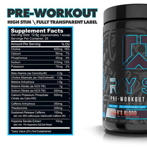 Ryse Blackout Pre-Workout | Ryse Up Supplements | Fuel Your Greatness™ | Energy, Endurance, Focus, Next Level Pump, Beta Alanine & NO3-T® Betaine Nitrate, 25 Servings (Tiger's Blood)