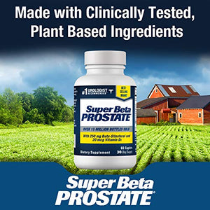Super Beta Prostate – Over 15 Million Bottles Sold – Urologist Recommended Prostate Supplement for Men - Reduce Bathroom Trips Night, Promote Sleep & Bladder Emptying, Beta Sitosterol (60ct, 1 Bottle)