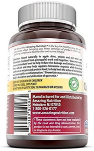 Amazing Nutrition Quercetin 800 Mg with Bromelain 165 Mg Veggie Capsules - Anti-oxidant and Anti-inflammatory Properties - Supports Heart, Joints and Respiratory Health (120 Count (Pack of 2))