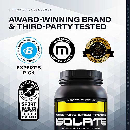 Whey Protein Powder, Kaged Muscle 100% Whey Protein Isolate Powder for Post Workout Recovery & Muscle-Building, Whey Isolate Protein Powder, Amazing Taste, Made with Natural Flavors, S'Mores, 3lbs
