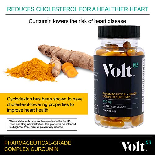 Volt03 Pharmaceutical-Grade Turmeric Curcumin Capsules | Curcumin Supplement with Anti-Aging Benefits | 60-Day Supply | Natural Anti-Inflammatory and Antioxidant for Immune Support | 400 mg