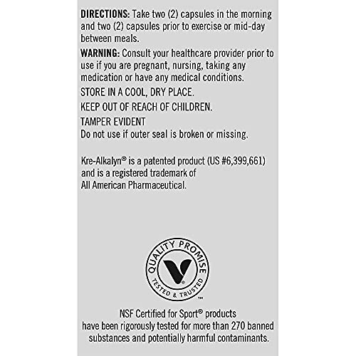 True Athlete Kre Alkalyn 1,500mg Helps Build Muscle, Gain Strength Increase Performance, Buffered Creatine NSF Certified for Sport (120 Capsules)