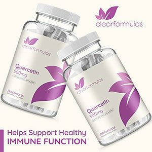 Clear Formulas Quercetin 500mg with Bromelain and Zinc Supplement - 240 Capsules - Quercetin Dihydrate to Support Immune Health and Cardiovascular