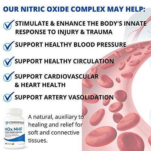 VITAMINERALS 122 NOx NHF Nitric Oxide Support + Quercetin, Enzymes and more, 60 Veggie caps