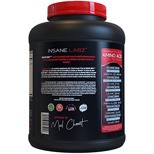 Insane Labz Insane Whey,100% Muscle Building Whey Isolate Protein, Post Workout, BCAA Amino Profile, Mass Gainer,Meal Replacement,Kosher and Halal Approved, 5lbs, 60 Srvgs, Chocolate