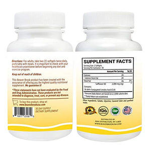 Beaver Brook CLA, 2,000mg Safflower Oil, Non-Stimulating, Non-GMO, Gluten-Free, All Natural, Gluten Free - 60 Capsules