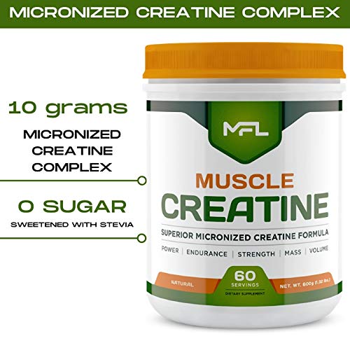 MFL Muscle Creatine | 3 Forms of Micronized Creatine | 10g | 0 Sugar | Sweetened with Stevia | All-Natural | 60 Servings (Natural)