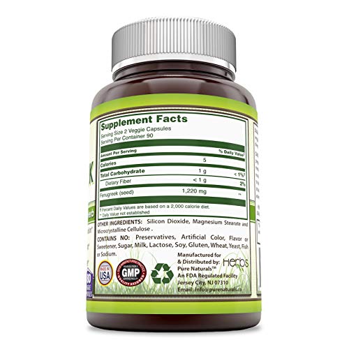 Pure Naturals Fenugreek Seed 610 Mg, 180 Capsules