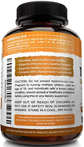 Turmeric Curcumin with Ginger & BioPerine Black Pepper Supplement :: Anti-Inflammatory, Antioxidant, Anti Aging :: 100% Natural, Non-GMO, Vegan Best Maximum Potency, No Side Effects (180 Capsules)
